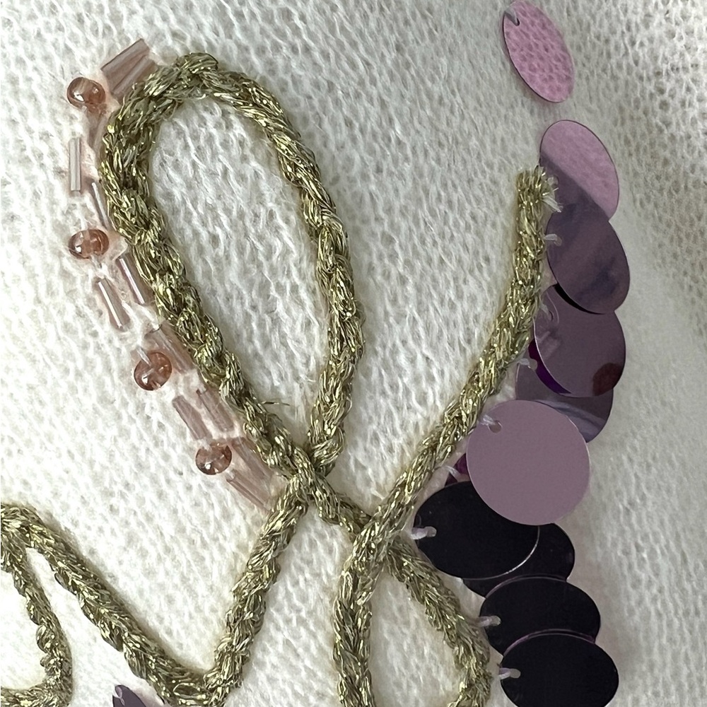 AND THE WHY oversized Cheers ivory part wool holiday sweater S/M M/L Combo Size - Picture 6 of 11